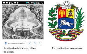 Plaza San Pedro (El Vaticano) y Escudo Venezolano