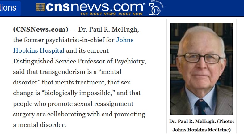 Transgénerismo, “trastorno mental” —Johns Hopkins  University